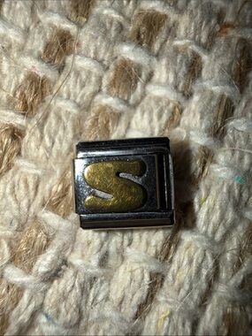 Gold 'S' Initial Italian Charm for Bracelet